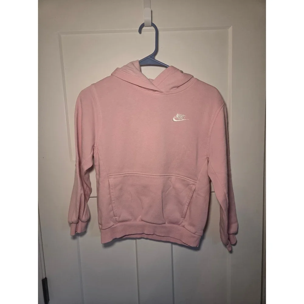 Nike Girls Sportswear Club Fleece Pullover Hoodie Pink Medium M Logo Sweatshirt